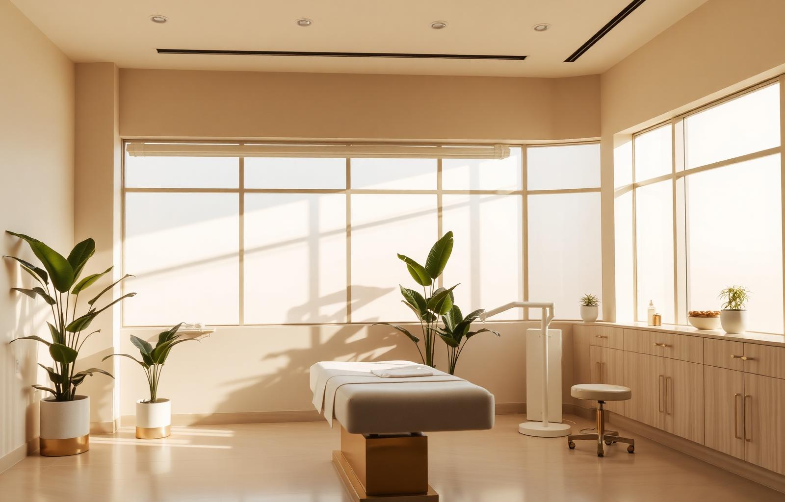 Sala de procedimentos da CALM Estética